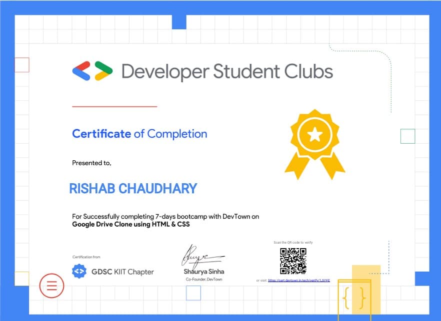 Google Drive Clone using HTML & CSS Bootcamp Certificate