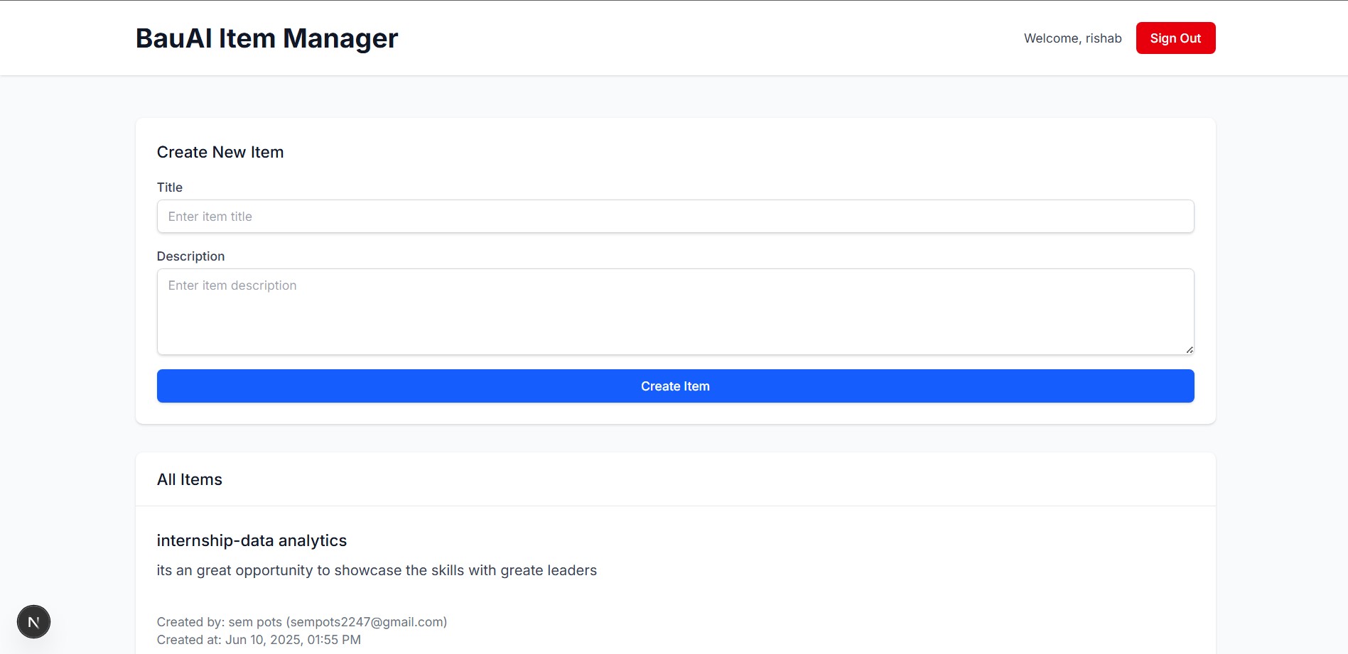 BauAI Item Manager screenshot